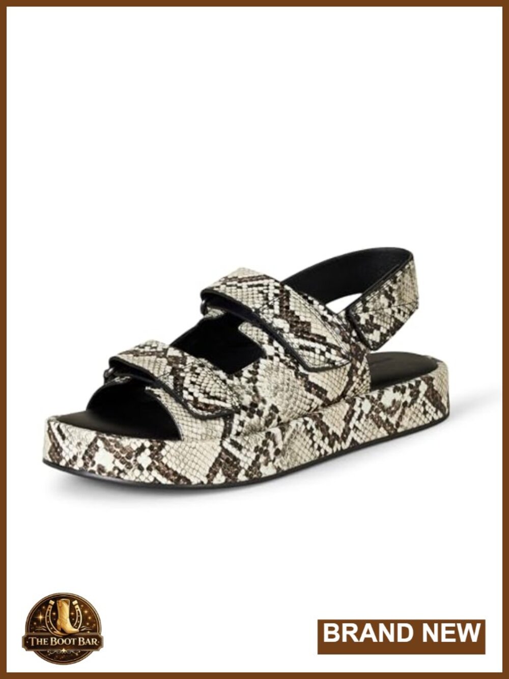 Faux Calfskin Platform Sandals Triple Strap Adjustable Comfort
